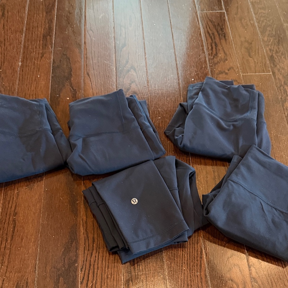 5 pairs size 6 lululemon Navy Leggings 
Wunder Train High-Rise Crop